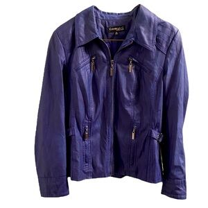 Conrad C Blue Faux Leather Jacket Size 4